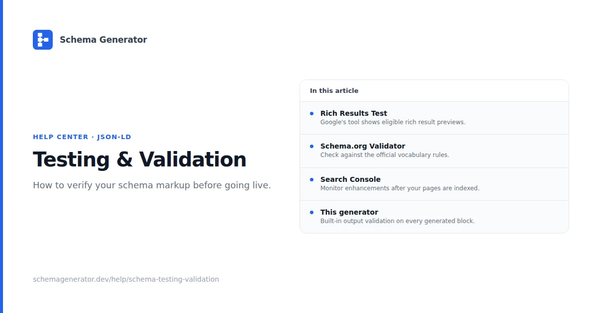 Schema Testing & Validation help guide illustration