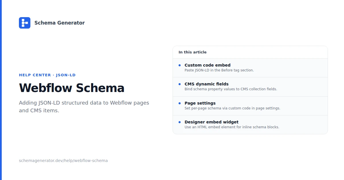 Webflow Schema Integration help guide illustration